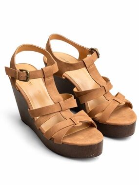 Indigo Rd Brown Wedge Sandals 5” Heel Buckle Strap Platform Sie 10M NEW No Tags